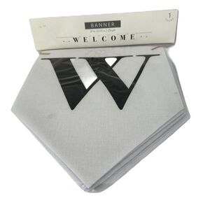 Welcome Banner Decor White Black 81 inches Decorative Farmhouse Casual Classic